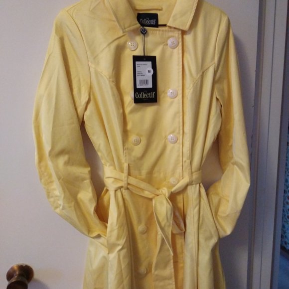 Collectif Korrina Yellow Swing Coat M. NWOT - Picture 3 of 13